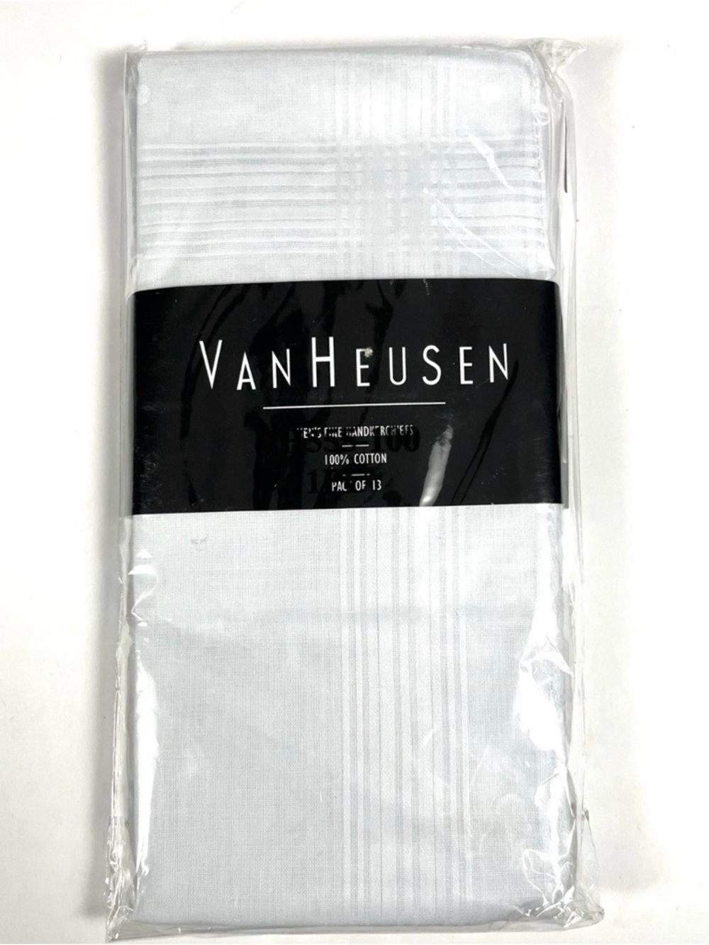Van Heusen Handkerchiefs Mens White 100% Cotton (13) Pack Vintage Sealed New